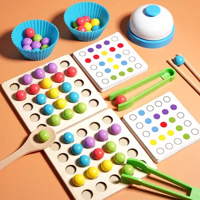 Wooden Montessori Clip Beads Toy Fine Motor Training Color Sorting Matching Early Learning