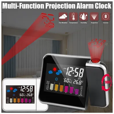 Color Display Clock With Time Projection Weather Station Table Clock Digital Alarm Clock Rotatable