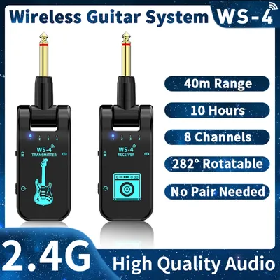 2.4Ghz Wireless Guitar Transmitter Receiver Built-in Rechargeable Wireless Guitar Transmitter For