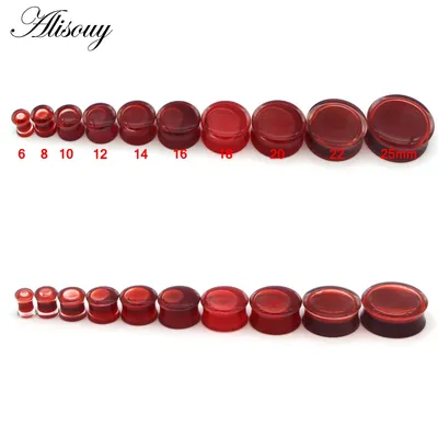 Alisouy 2 Pieces Red Acrylic Ear Gauges Expander Plug Tunnel Stretchers Earrings Body Piercing