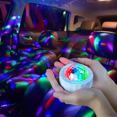 Car Disco Ball Rechargeable Battery Mini Disco Ball for Car Music Sound Activated Multicolor Car