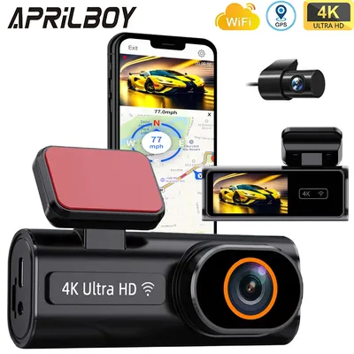 Aprilboy 4K WIFI Dash Cam Mini CAR DVR Front and Rear Dual Lens With 1080P Black Box Room Night