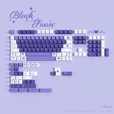 142 Keys/Sets Black Keycaps DIY Keyboard PBT Lightproof Material Cherry Profile DYE Subbed Keycap