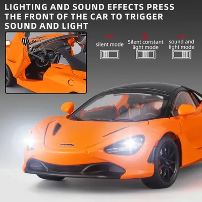 1/24 Scale McLaren 720s Super Sportcar Alloy Diecast Simulation Model Car With Sound And Light Pull