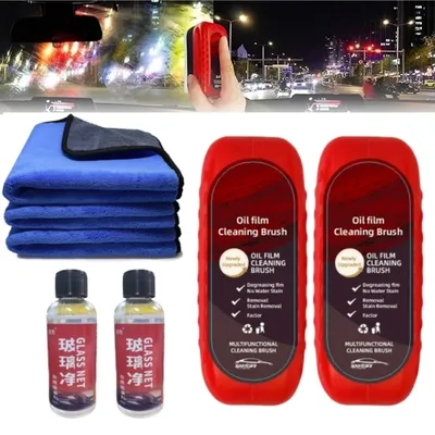 Car Glass Oil Film Remover Automotive Glass Sponge Cleaning Brush Front Inner Windshield Glass Oil
