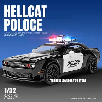 1:32 Dodge Hellcat Poloce Toy Car Die Cast Metel Cars Toy Pull Back Hellcat Model Cars with Sound