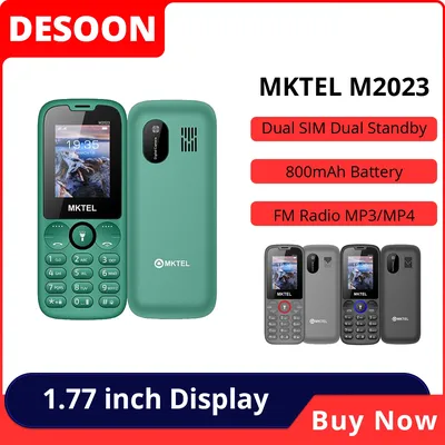 MKTEL M2023 Feature Phone with 1.77inch Display 800mAh Battery Dual SIM FM Radio Flashlight 0.08Mega