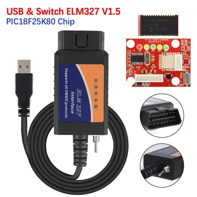 ELM327 USB v1.5 Switch Car Diagnostic Cable obd2 SCANNER FORscan Support Most OBDII Protocols HS-CAN