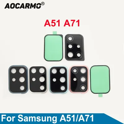 Aocarmo Back Rear Camera Lens Glass With Frame Holder Ring Adhesive Sticker For Samsung Galaxy A51