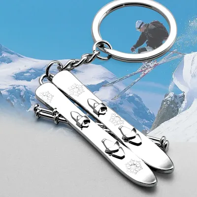 Mini Snowflake Snowboard Key chain Pendant Ski Games Sled Board New Fashion KeyChains Keyring Sports