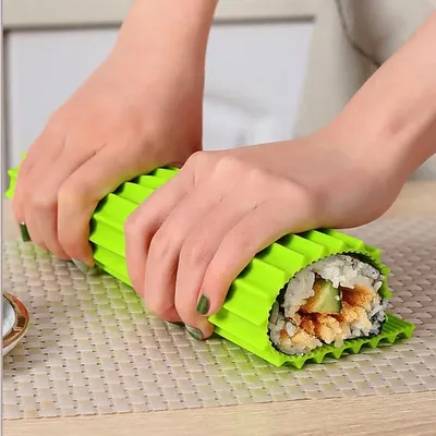 Silicone Hand Roll Sushi Rolling Curtain Bamboo Imitation Japanese Sushi Rolling Tool Easy To Clean