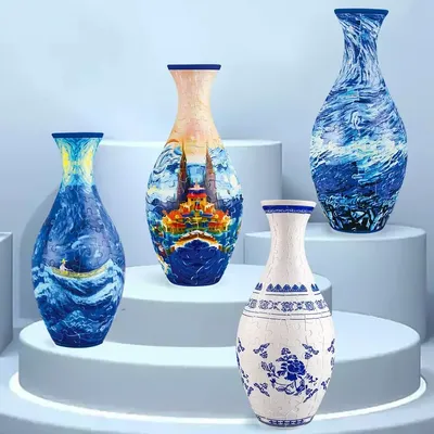 160 Curved Plastic Puzzle 3D Puzzlef Flower Vase DIY Arts 160 Pieces 3D Art Puzzle Vase Housewarming