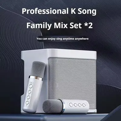 #Portable Dual Microphone Karaoke Machine for Adults Kids Speaker Home KTV System HIFI Stereo