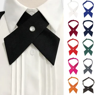 Girl Student Uniform Bow Tie Ties Solid Men's Women's Solid Professional BowTie Women's Cross Day