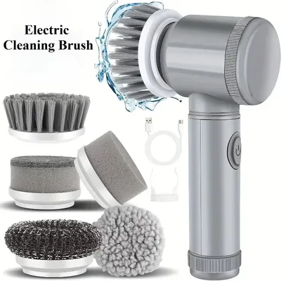 Electric Spin Scrubber Cordless Spin Scrubber with 5 Replaceable Brush Heads and Adjustable