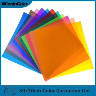 30x30cm 11Pcs PVC Gel Light Filter Color Correction Colored Overlays Film Lighting Gel Filter for