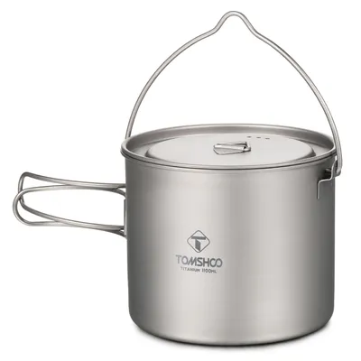 TOMSHOO Titanium Pot 750ml/900ml/1100ml/1600ml/2000ml/2800ml Ultralight Hanging Pot with Lid and