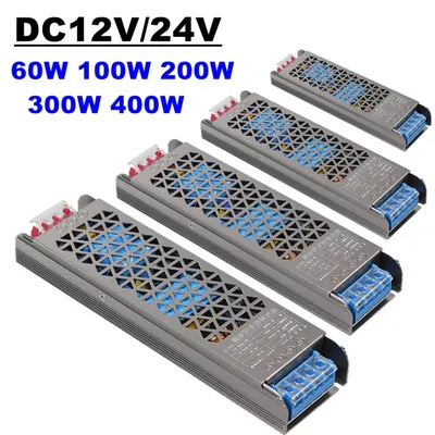 12V 24V LED Power Supply AC To DC Transformer 60W 100W 200W 300W 400W Super Thin Converter for LED