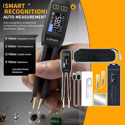 Mini Smart Tweezer LCR SMD ESR Tester Resistance Capacitance Inductance Continuity Diode Test