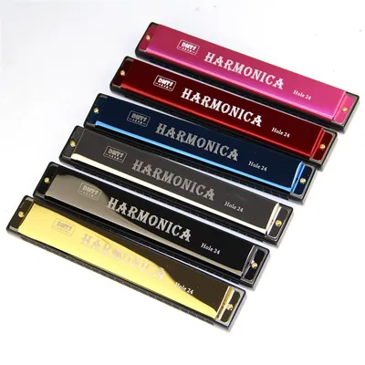 Miwayer Professional 24 Hole Harmonica Mouth Metal Organ for Beginners with Case for Beginner