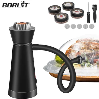 BORUiT Smoke Infuser Food Drink Cold Smoke Generator Bar Portable Molecular Cuisine Smoking Gun Meat