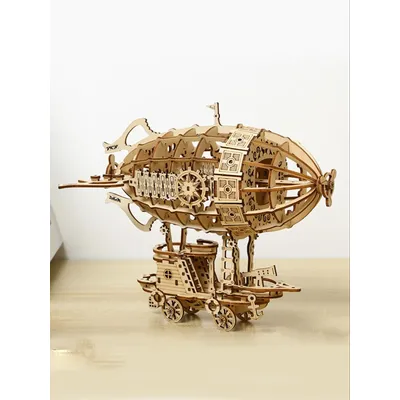 3D Wooden Puzzle Airship Model kits for Adults Model Building Kit Brain Teaser for Adults to Build