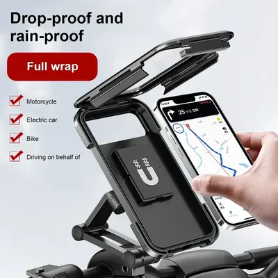 Waterproof Motorcycle Bike Mobile Phone Holder Magnetic Universal Bicycle GPS 360° Swivel Adjustable