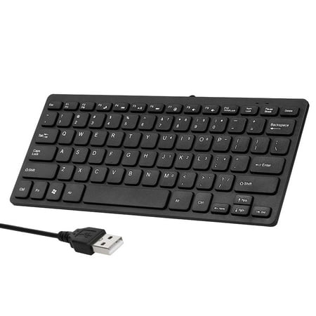 MABOTO K-1000 Mini Keyboard 78-key Mini Keyboard USB Powered Wired Keyboard Chocolate Keyboard Portable Office Keyboard Black