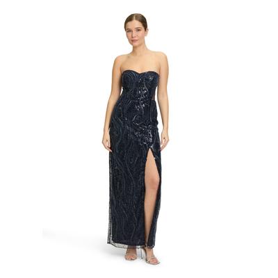 Abendkleid VERA MONT "Vera Mont Abendkleid mit Pailletten", Damen, Gr. 36, Normalgrößen, blau (night sky), Obermaterial: 100% Polyester. Besatz: 100% Polyamid. Futter: 100% Polyester., festlich, figurbetont lang, herzförmiger Ausschnitt, ohne Ärmel,... Image