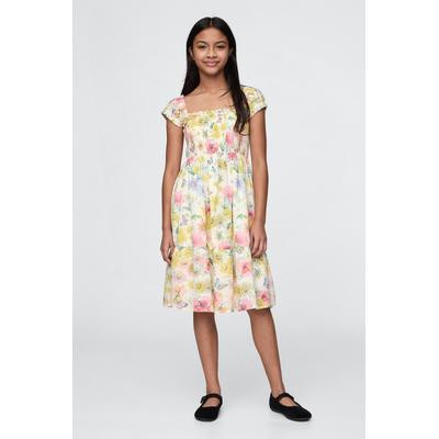 Gap Girls White Floral Smocked Floral Midi Dress (4-13yrs) - White Floral
