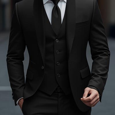 TEMU 3-piece High-end Suit Set For Men, Large Size Suit Vest And Trousers, Formal Wear, Wedding Dress, Groomsmen's Attire, Workwear, Party Dress, Holiday Gift Image