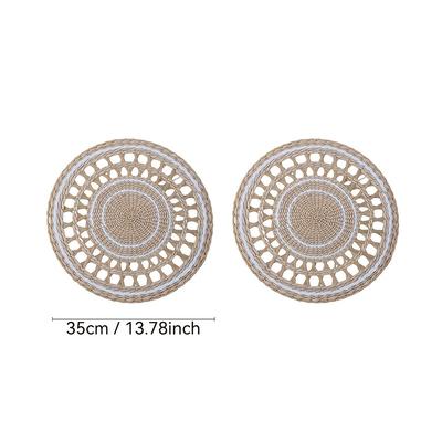 TEMU 2pcs Handmade Paper Woven Wall Hanging, Decorative Plate For Living Room, Bohemian Style, Wall Decoration, Living Room, Bedroom And Shop, Use As A Gift, Used As Placemat Decoration Image