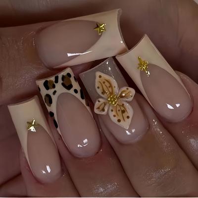 TEMU 24pcs False , French Tip, Fashionable , Sweet , Lust, All- For And , Includes File And , Application, Tone, , Length Image