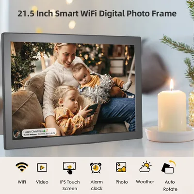 21.5-Inch WiFi Digital Photo Frame Cloud Digital Picture Frame IPS Screen Touch Control 16GB Storage