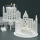 Hollow House Candle Holder Kit Silicone Mold DIY Round House Bicycle Tree Benche Gypsum Cement Pouring Mold Craft Gift Home Deco