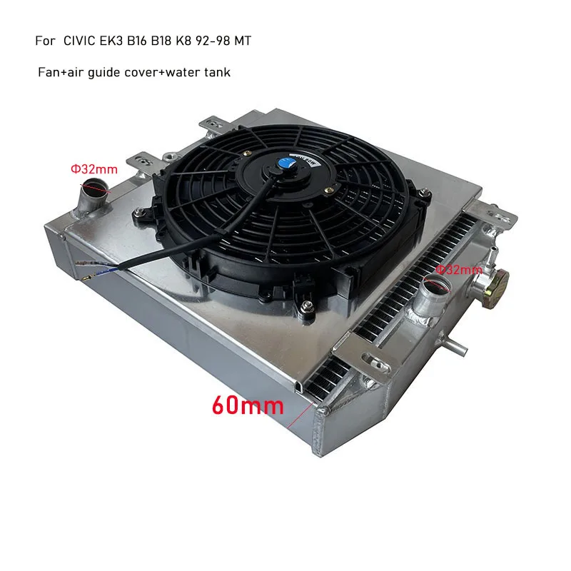 Radiatore in alluminio da corsa a 3 file ad alte prestazioni 60mm per Honda Civic EK EG DEl Sol Manuale D15 D16 per CIVIC EK3 B16 B18 K8 92-98