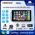ESSGOO 9 pollici Autoradio Radio 64G Android 14 Touch Screen GPS NAV Per Fiat 500 2007-2015 Bluetooth Wireless CarPlay Android Auto
