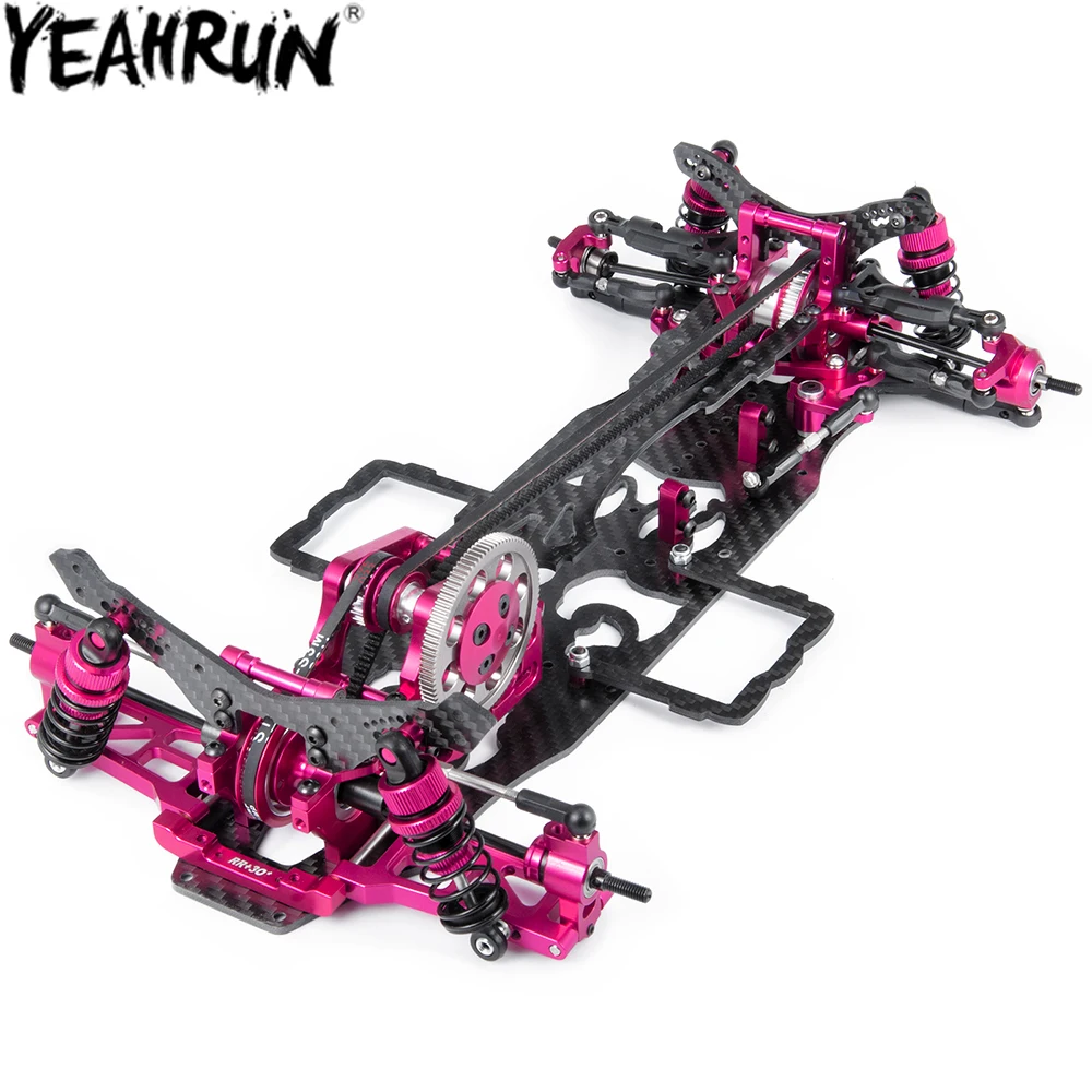 YEAHRUN RC-Car-Chassisrahmen aus Legierung und Carbon mit 4 Rädern, 256 mm Radstand für 1/10 Sakura D4 AWD 4WD RC Drift On-Road-Autoteile