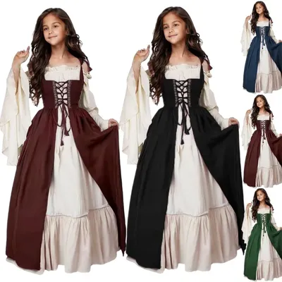Frauen cosplay mittelalter liches Kleid Vintage Leistung Piraten kostüm irisches Kleid für Tanz party Proms Outfit Halloween Kostüm Image