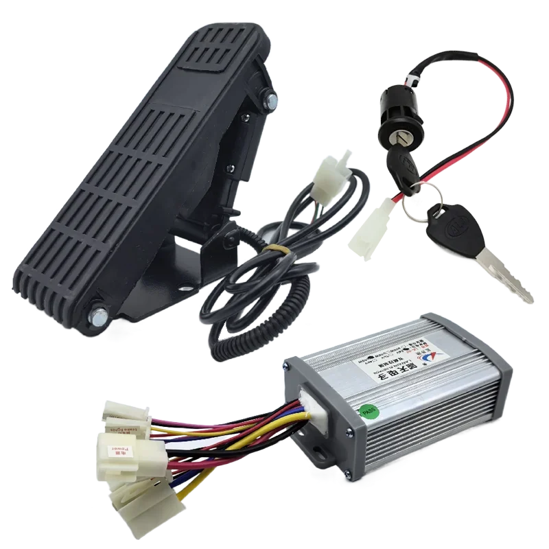 12V 24V 36V 48V 250W 350W 500W 800W 1000W Elektrofahrrad Brushed Speed Motor Controller Set mit Gaspedal Image