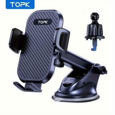 TEMU Topk D42z Car Phone Holder Mount Phone Mount For Car Dashboard And Air Vent Universal Hands Free Automobile Cell Phone Holder Fit For Iphone Smartphone Carbon Fiber