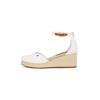 Keilsandalette TOMMY HILFIGER "FLAG CLOSED TOE MID WEDGE ESPAD", Damen, Gr. 36, braun (ecru, braun), Baumwolle, Leder, modisch, Schuhe, Riemchensandale, Sommerschuh mit verstellbarer Schnalle