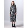 Midikleid STREET ONE STUDIO, Damen, Gr. 44, EURO-Größen, grau (flint grau), Stoff, Obermaterial: 94% Polyester, 6% Elasthan; Unterkleid: 100% Viskose, animal-print, casual, normal wadenlang, Rundhals, Langarm abgesteppt, Kleider, mit Rundhalsausschnitt