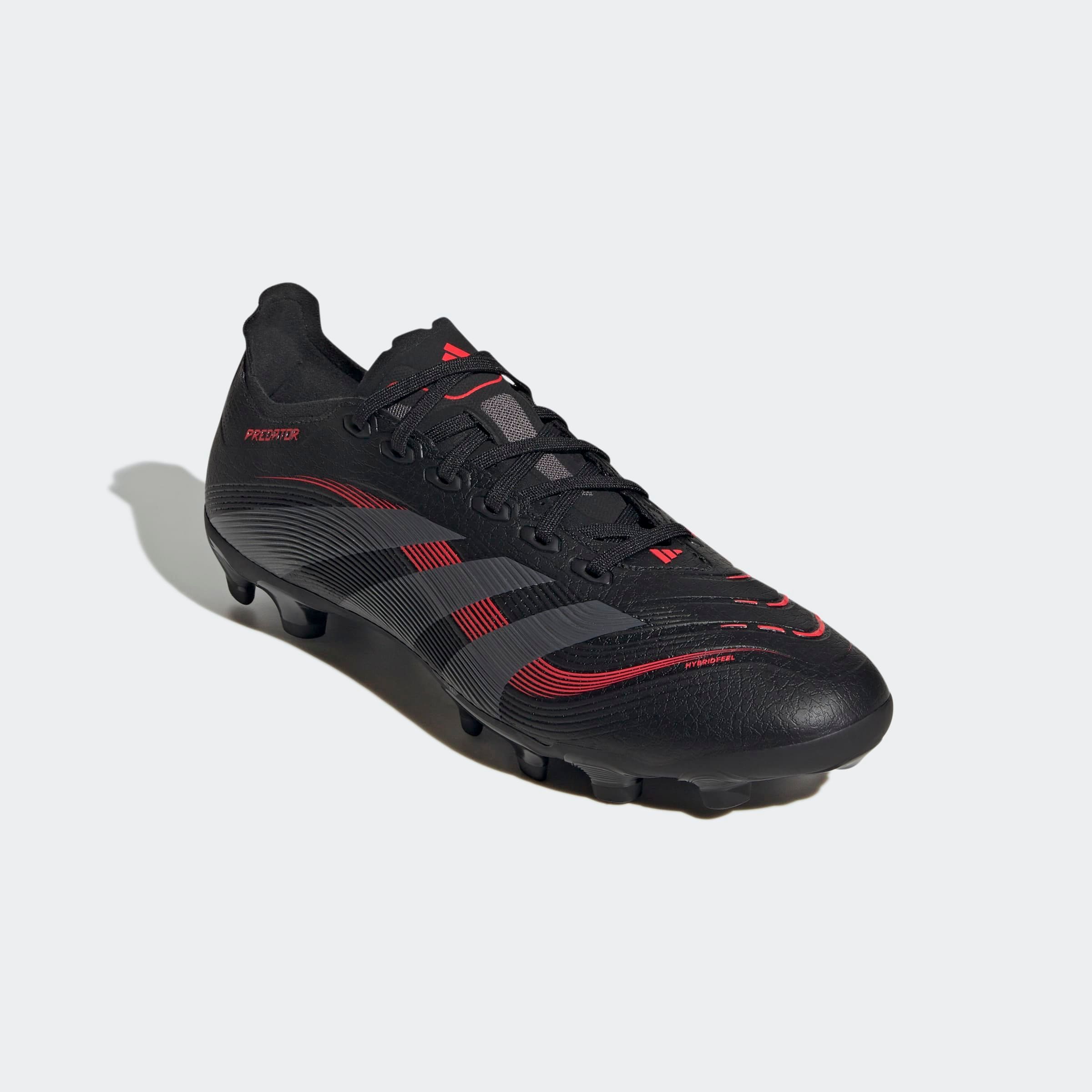 Fußballschuh ADIDAS PERFORMANCE "PREDATOR LEAGUE MG", Damen, Gr. 43, schwarz (core schwarz, grau four, lucid rot), Synthetik, Schuhe Fußballschuh