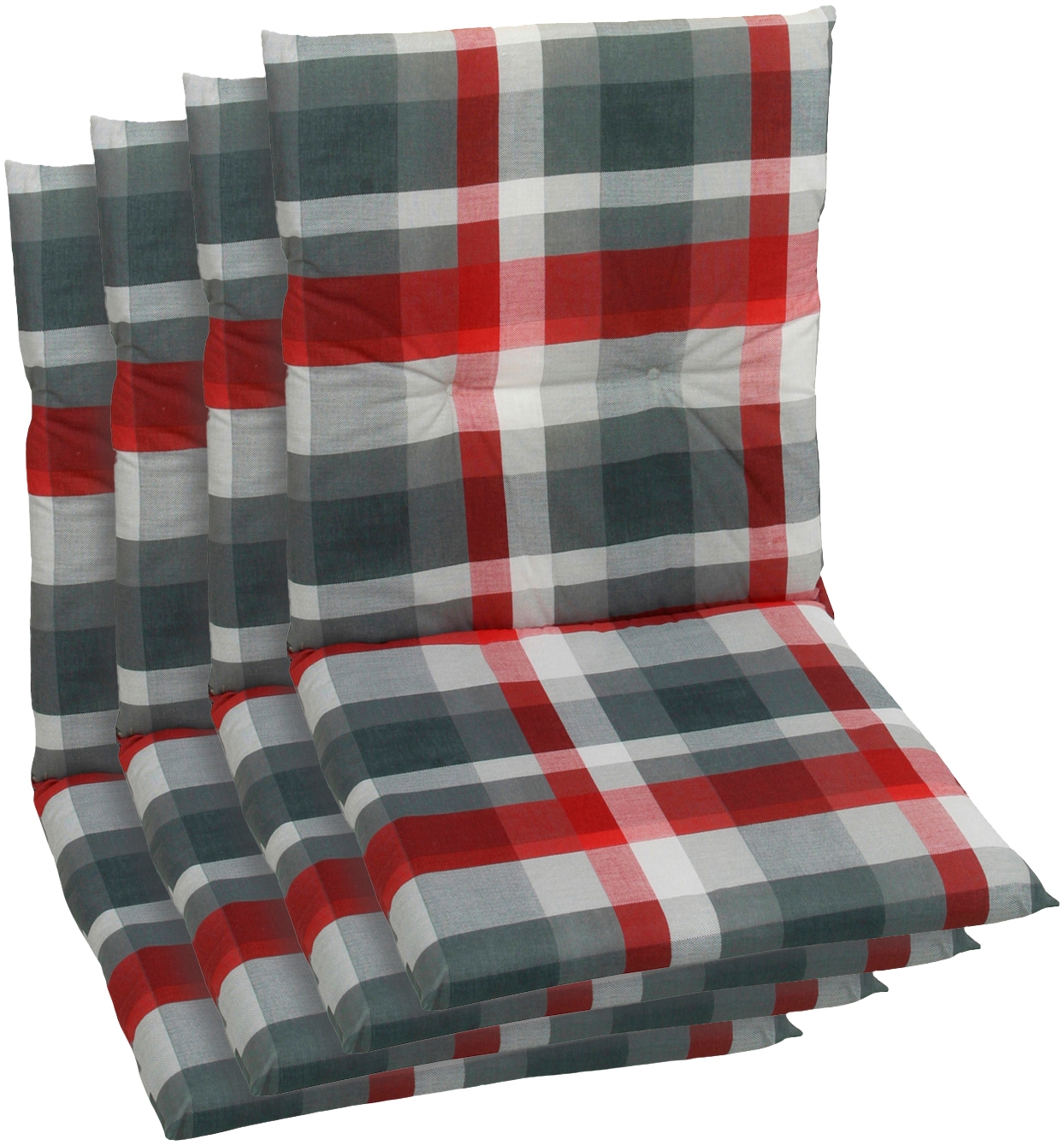 Sitzauflage GO-DE, rot, B:48cm H:5cm T:98cm, Baumwolle, Polyester, Polyurethan, Polsterauflagen, Maße ca.: 48 cm x 98 cm x 5 cm