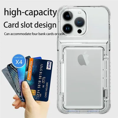 Luxury Flip Cover Clear Phone Case For iPhone 15 14 Plus 13 12 11 14 Pro Max Wallet Card Insertion