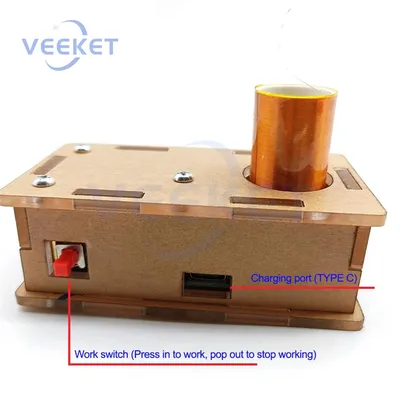 Miniature Tesla Coil Detector Rechargeable TYPE_C Interface Built-in Battery Arc Generator For