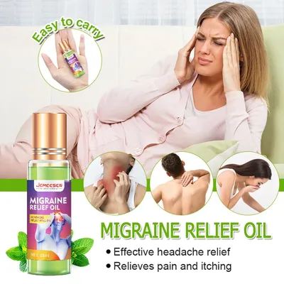 Jemeesen Migraine Relief Oil Relief Cold Headache Refresh Dizziness Herbal Oil Roll-On Essential