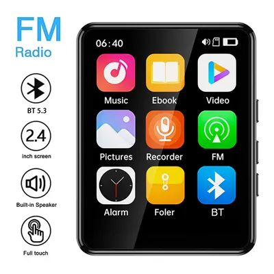 2.4'' Touch Screen MP3 MP4 Player Bluetooth 5.3 HiFi Music Player Built-in Speaker With E-book