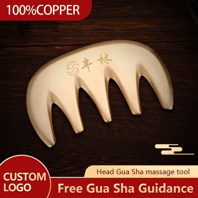Free custom logo Pure brass massage guasha hair special scalp neck mammary gua sha acupoint massage